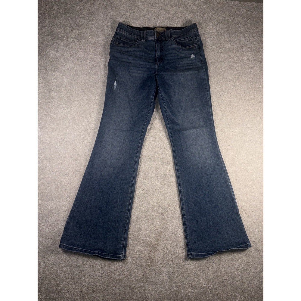 Democracy Jeans Women 12 Blue Ab Technology Bootcut Distressed Stretch Denim